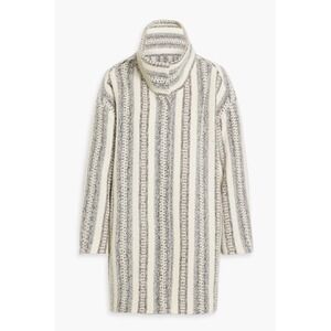 IRO Paris Wool Blend Striped Jacket Minimalist Parisian Chic Coat Funnel Neck